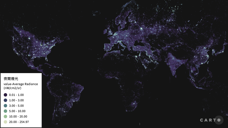 夜間燈光地圖-全球
